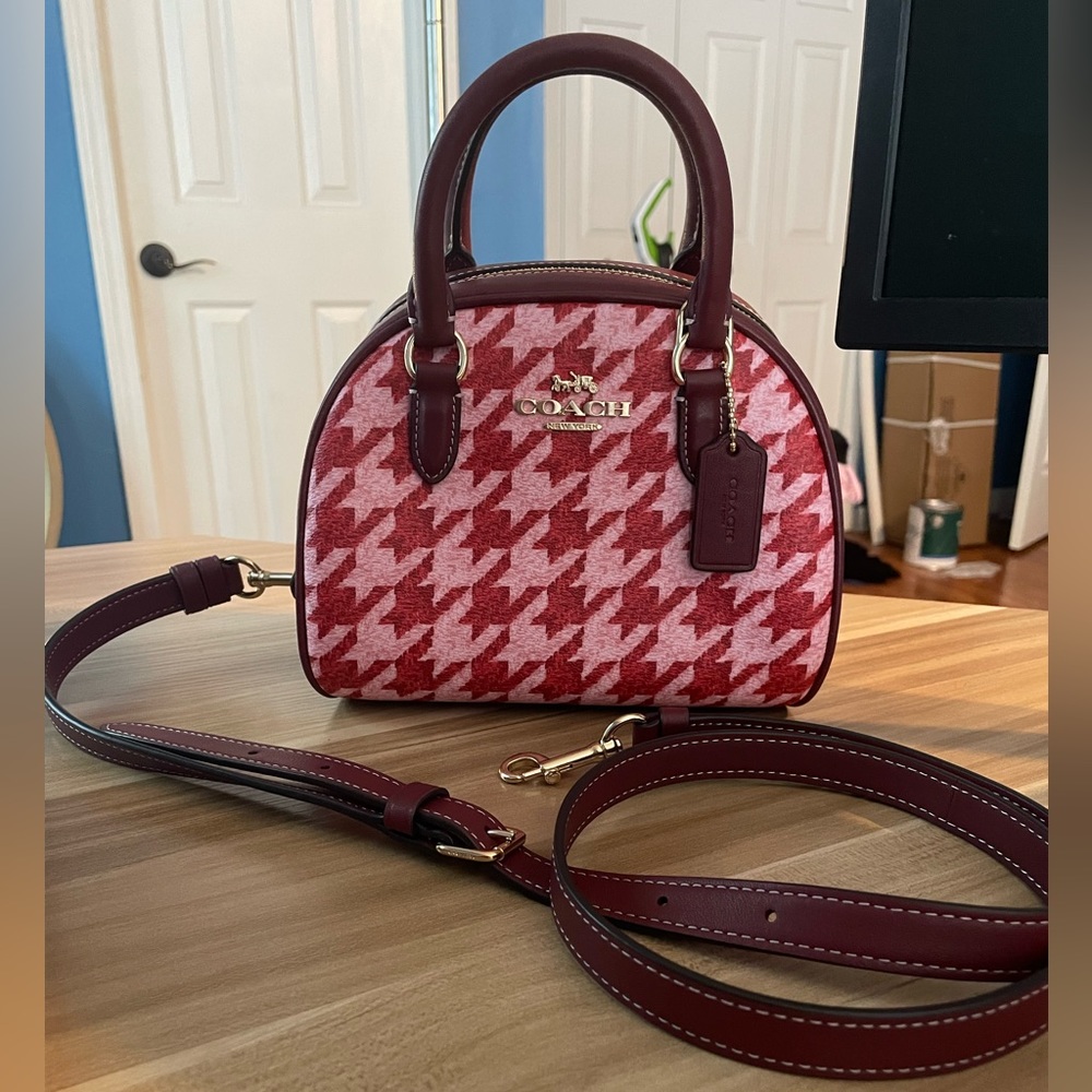 COPY - COACH | Sydney Satchel With Houndstooth Print Handbag NWT